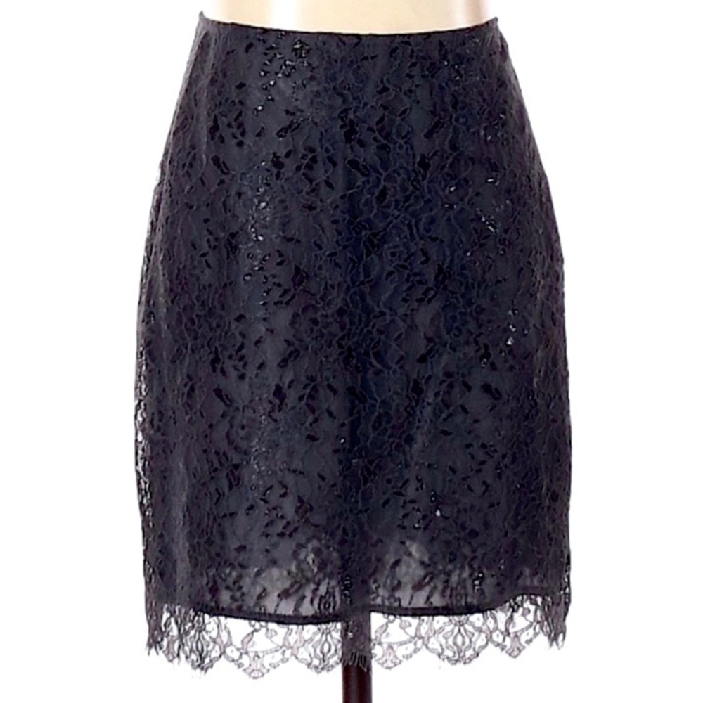 NWT VELVET By Graham & Spencer Black Lace Skirt Size Petite Small